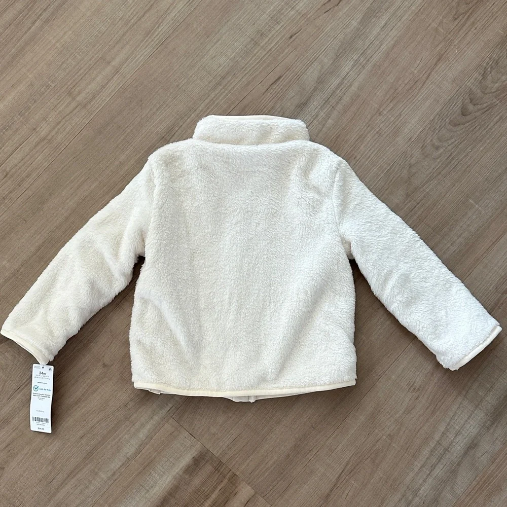 Carter's Girls Soft Plush Cream White Zip-Up Jacket